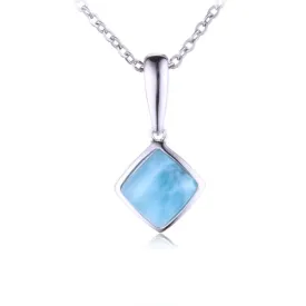 Sterling Silver Diamond Shape with Larimar Inlay Pendant (Chain Sold Separately)