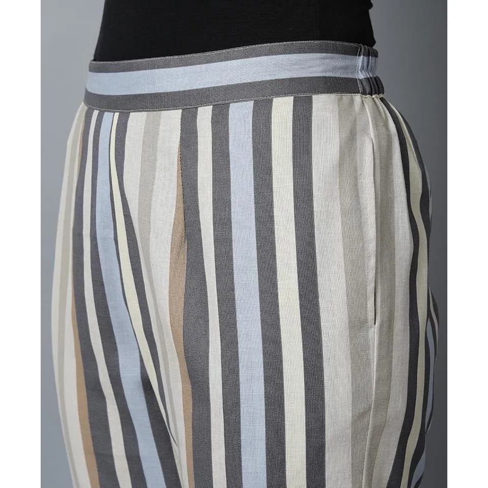 Striped Linen Cotton Drainpipe Pants