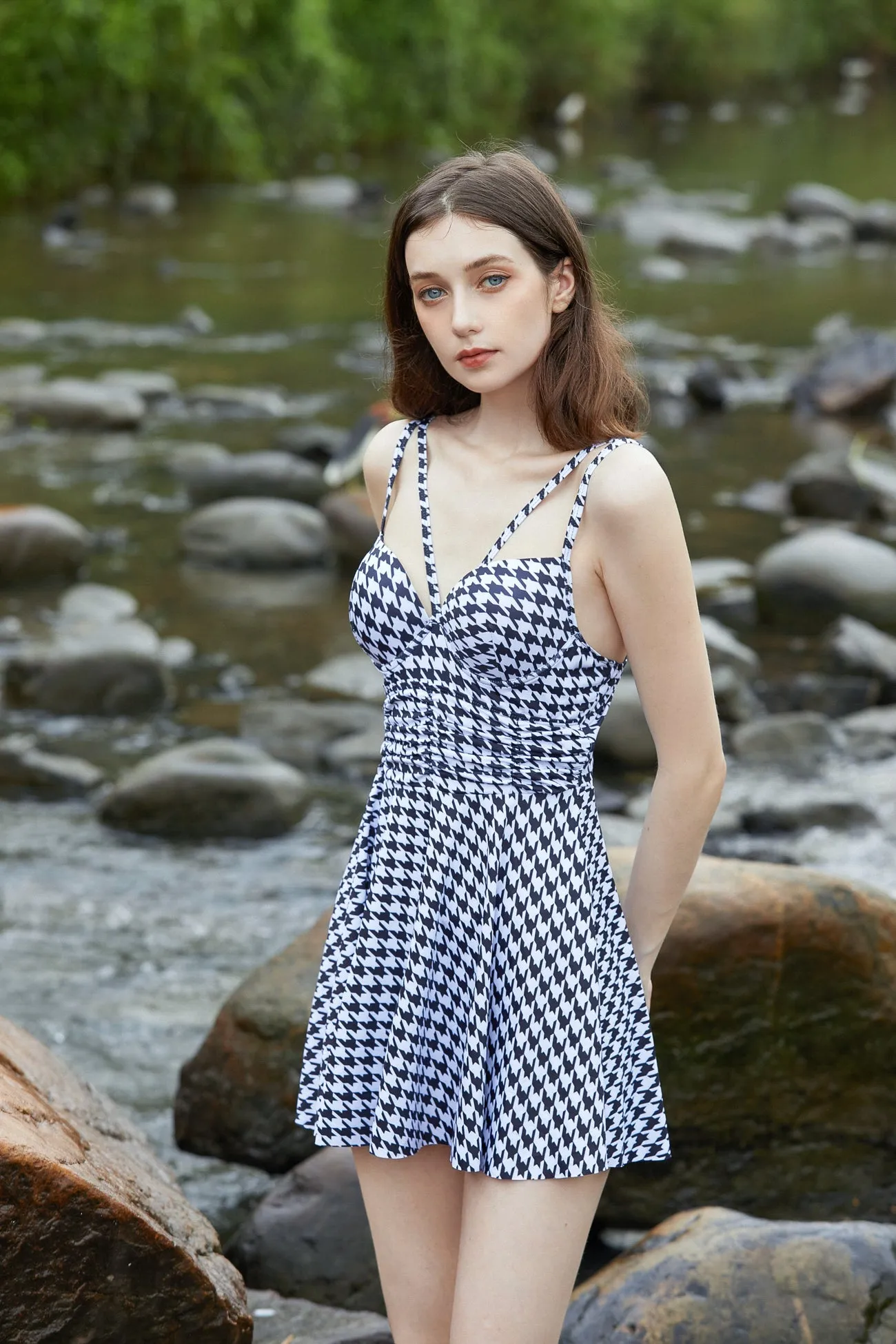 Sylphide |  Lourdes Checked Two-Piece Swimsuit