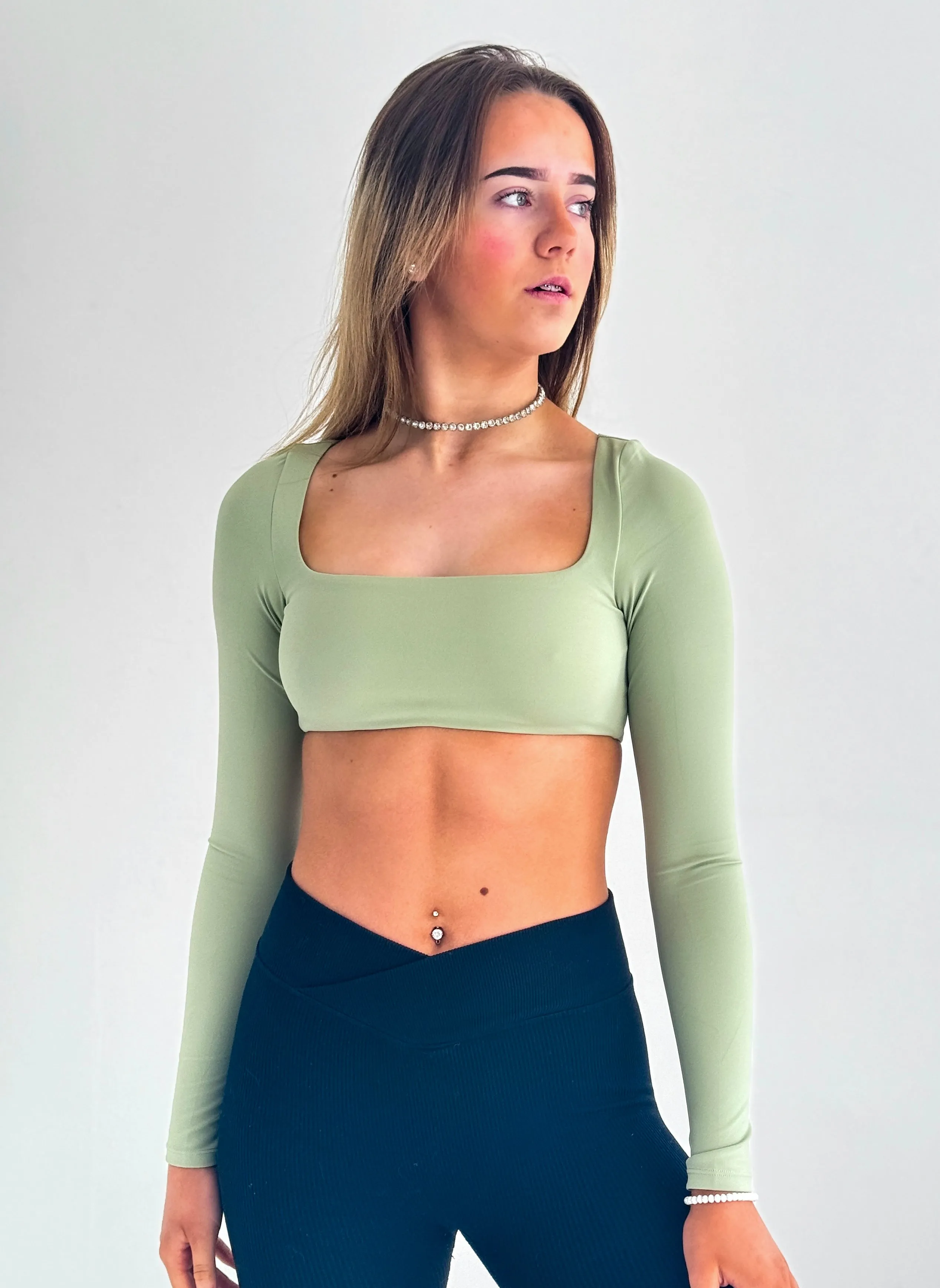 TDM - Square neck long sleeve crop top