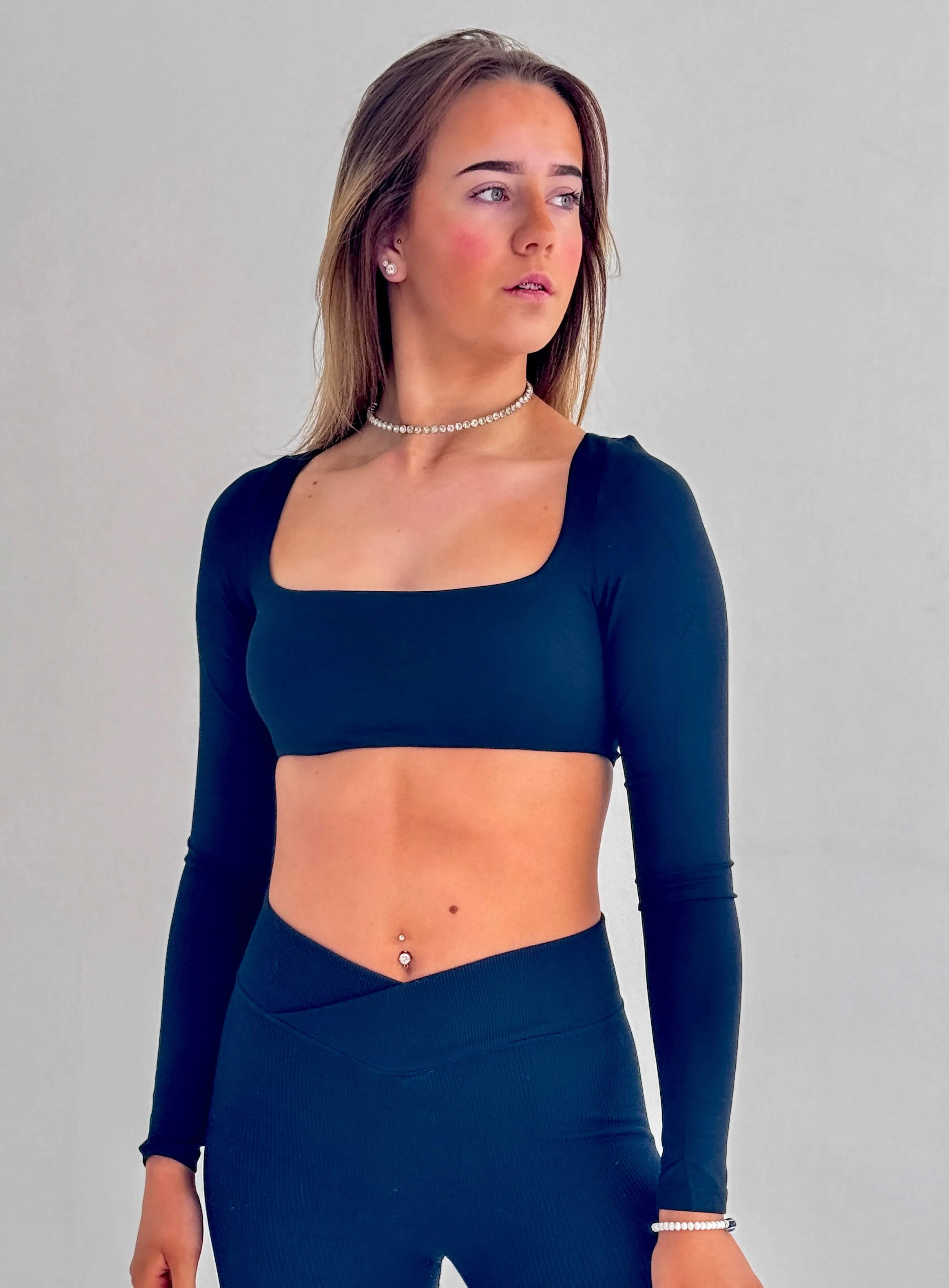 TDM - Square neck long sleeve crop top