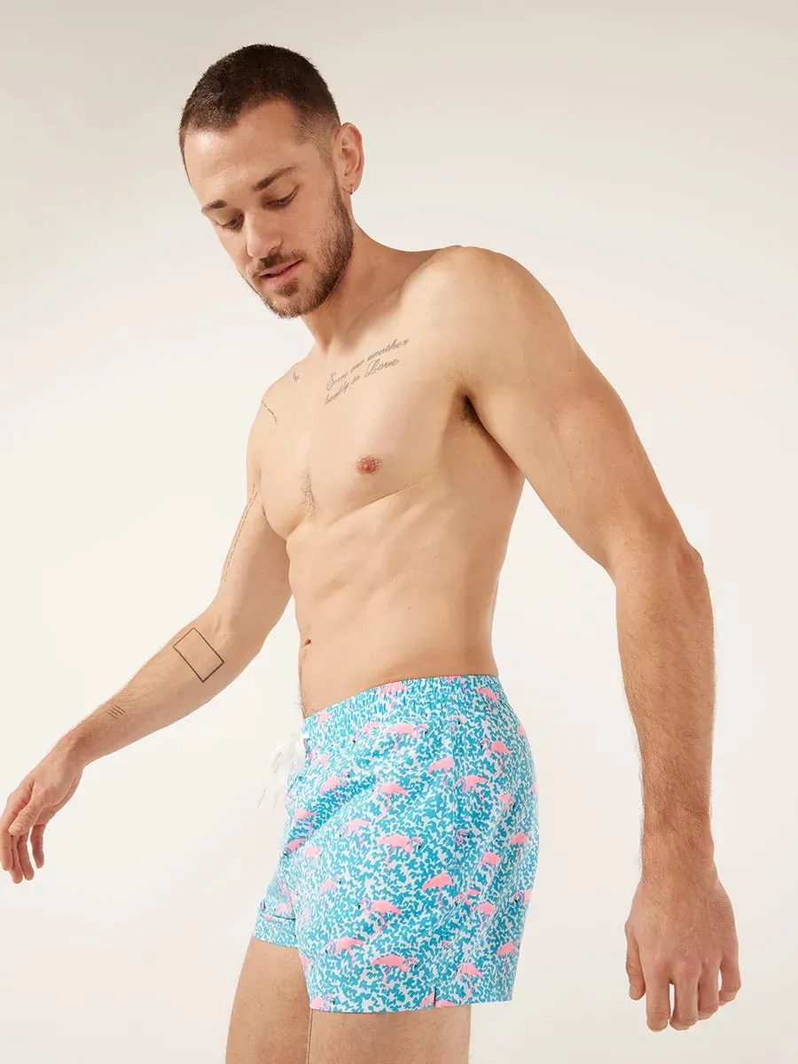 The Domingos Are For Flamingos 4" (Lined Classic Swim Trunk)