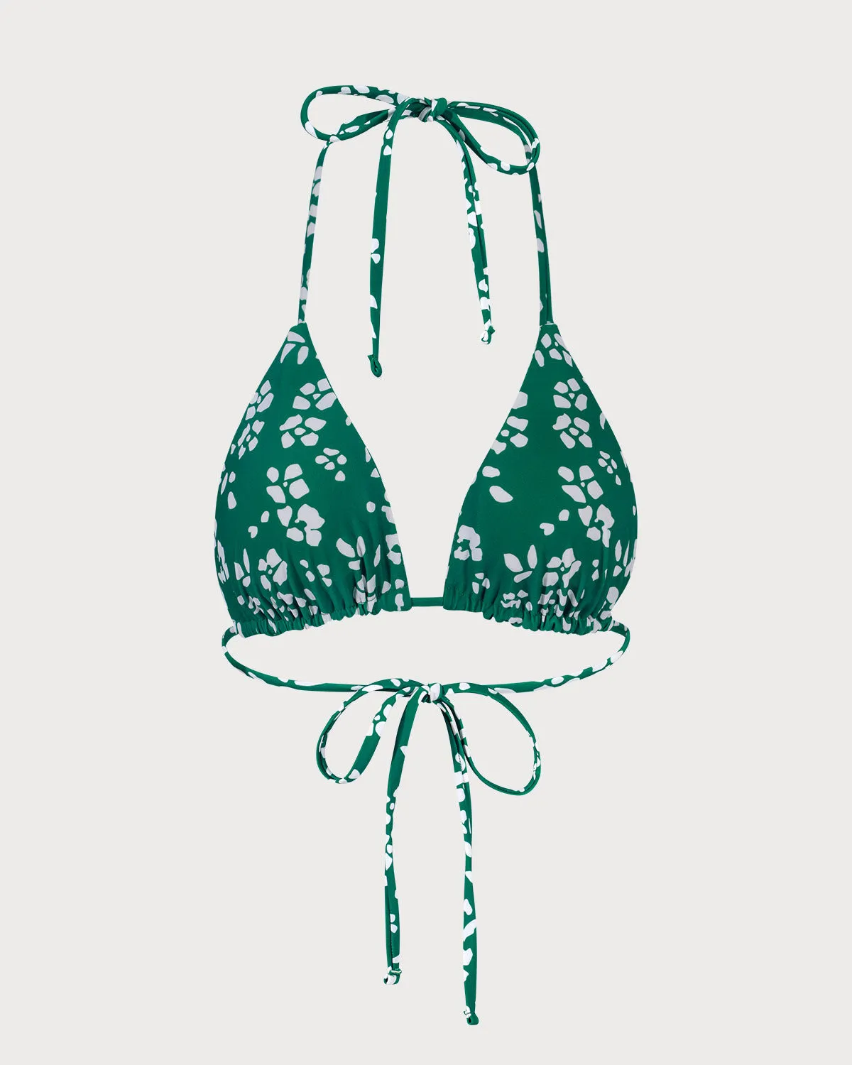 The Green Reversible Floral Triangle Bikini Top