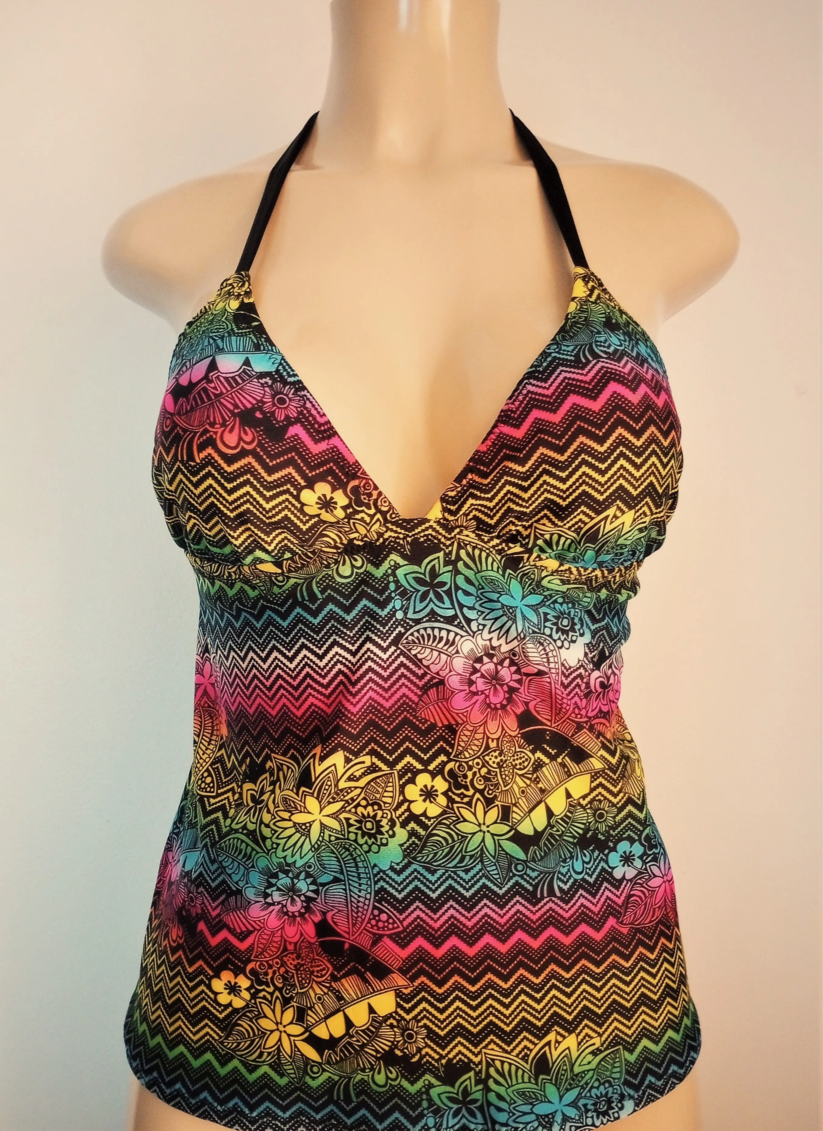 Tie Back Triangle Tankini Top Halter Neck