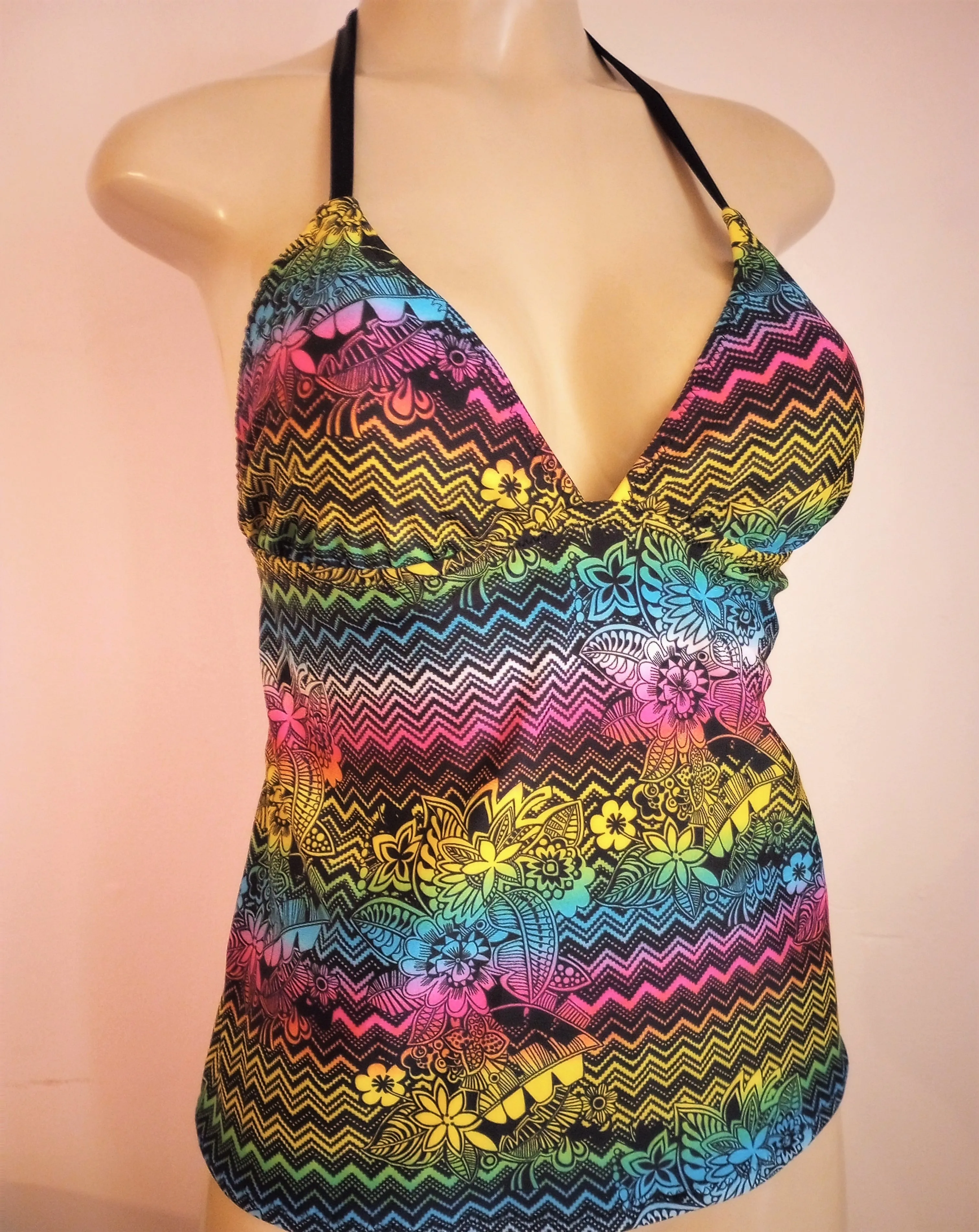 Tie Back Triangle Tankini Top Halter Neck