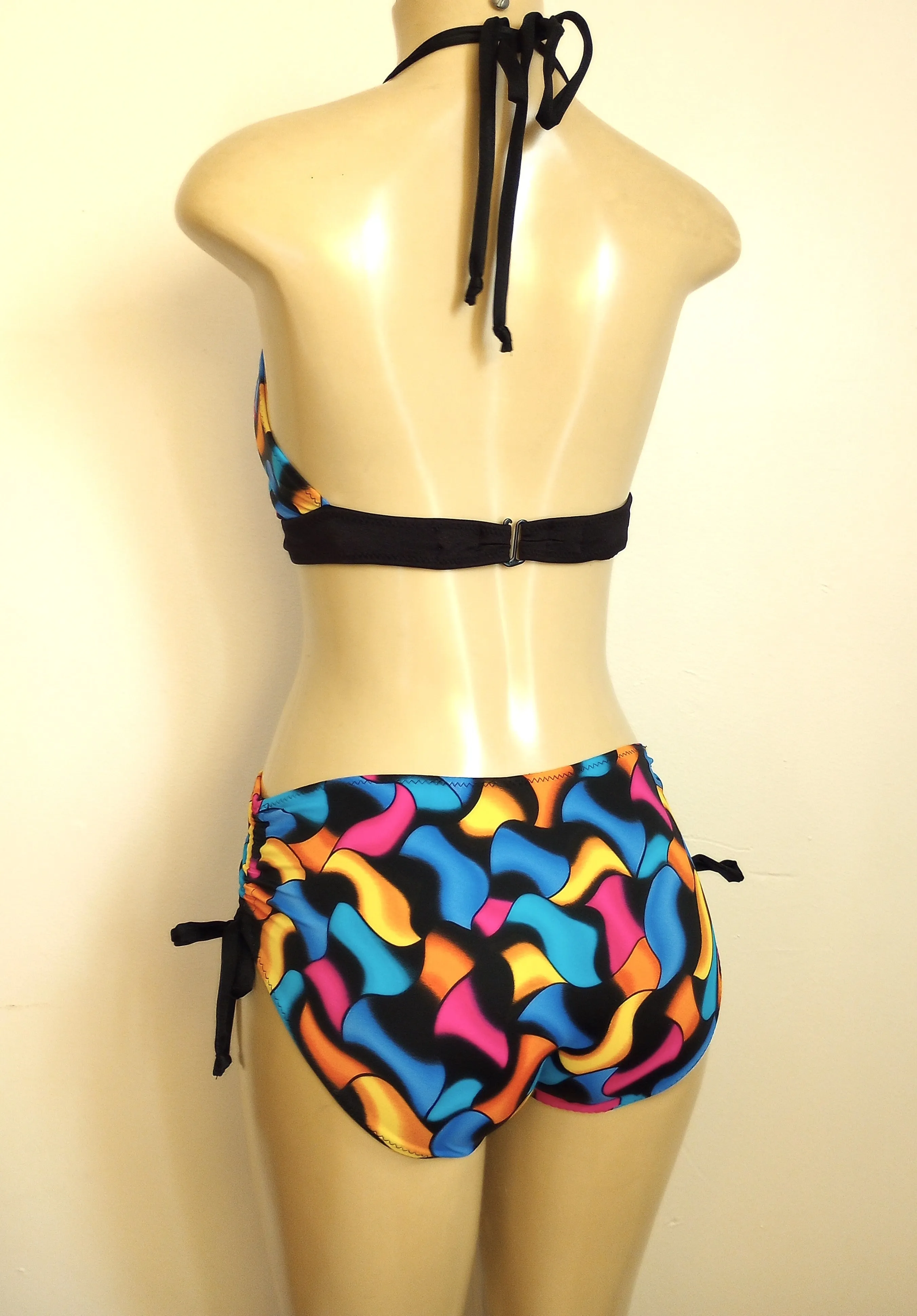 Tie Halter Bikini Top and Drawstring Adjustable Bikini Bottom