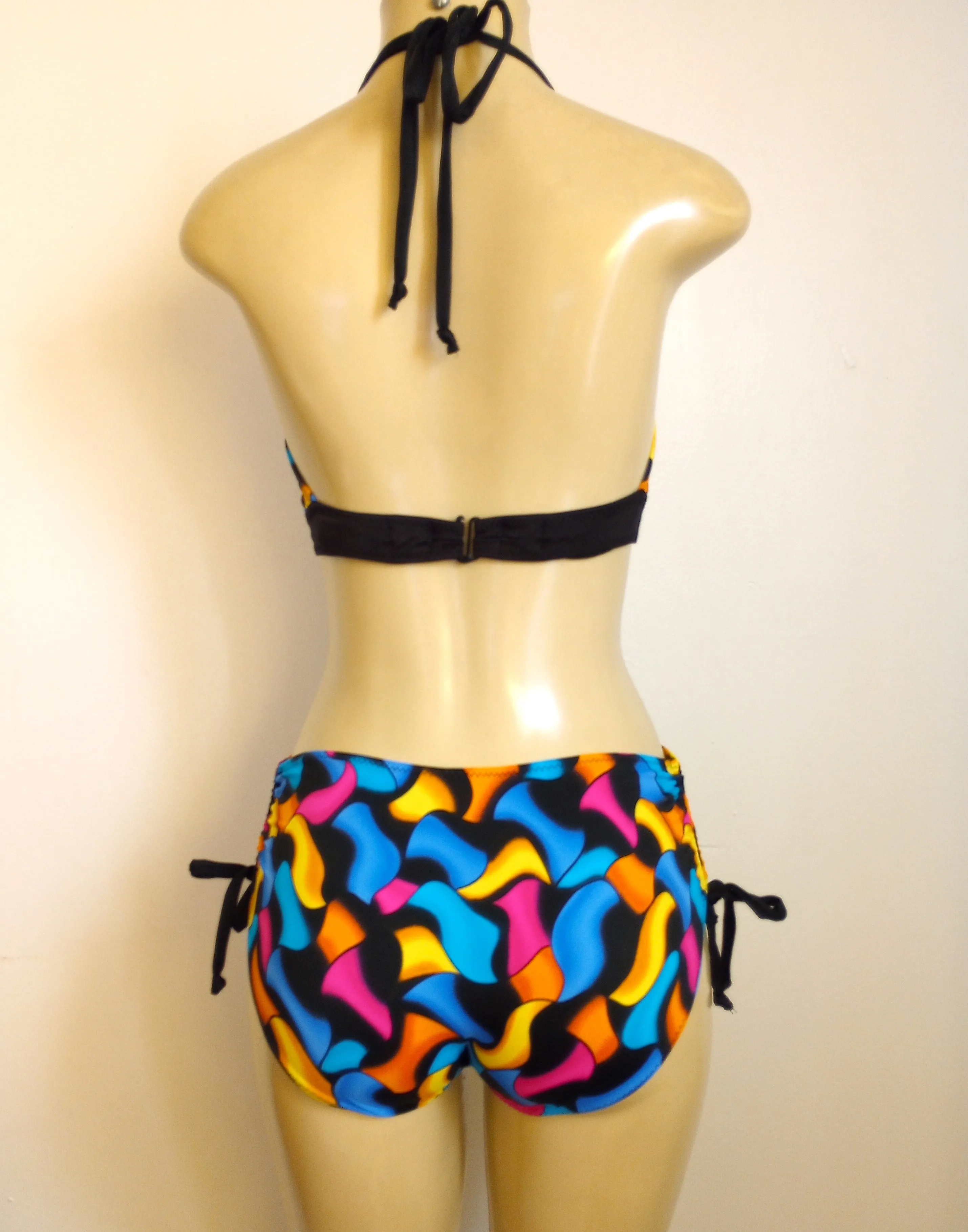 Tie Halter Bikini Top and Drawstring Adjustable Bikini Bottom