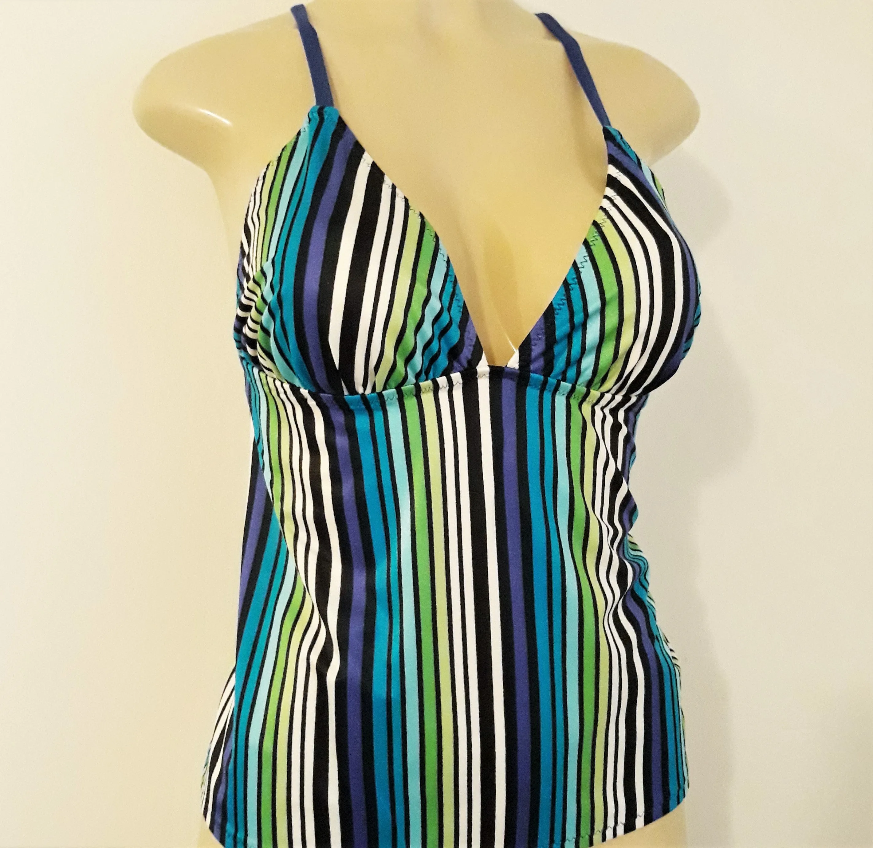 Triangle Tankini Top. Open Back Tankini Swimwear