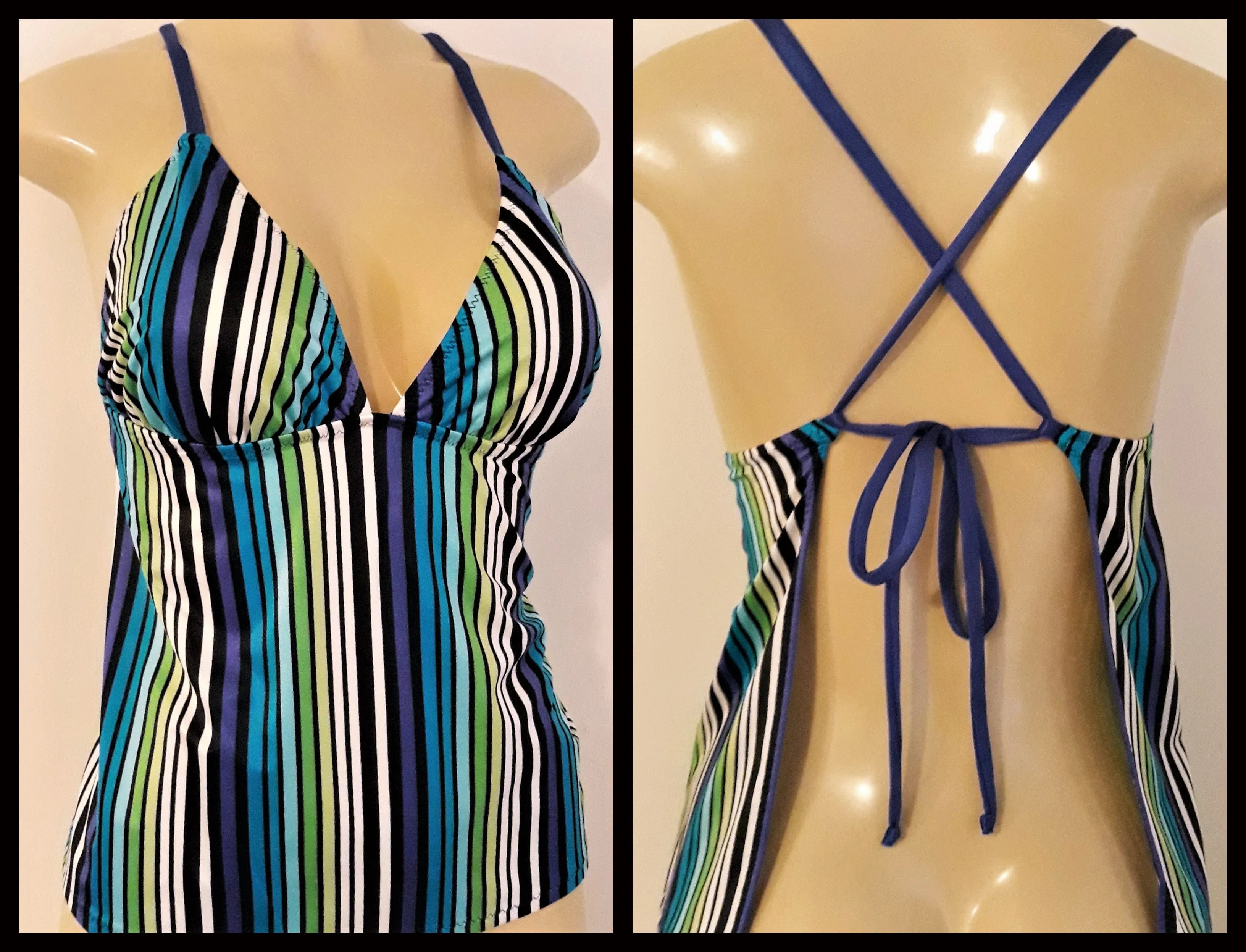 Triangle Tankini Top. Open Back Tankini Swimwear