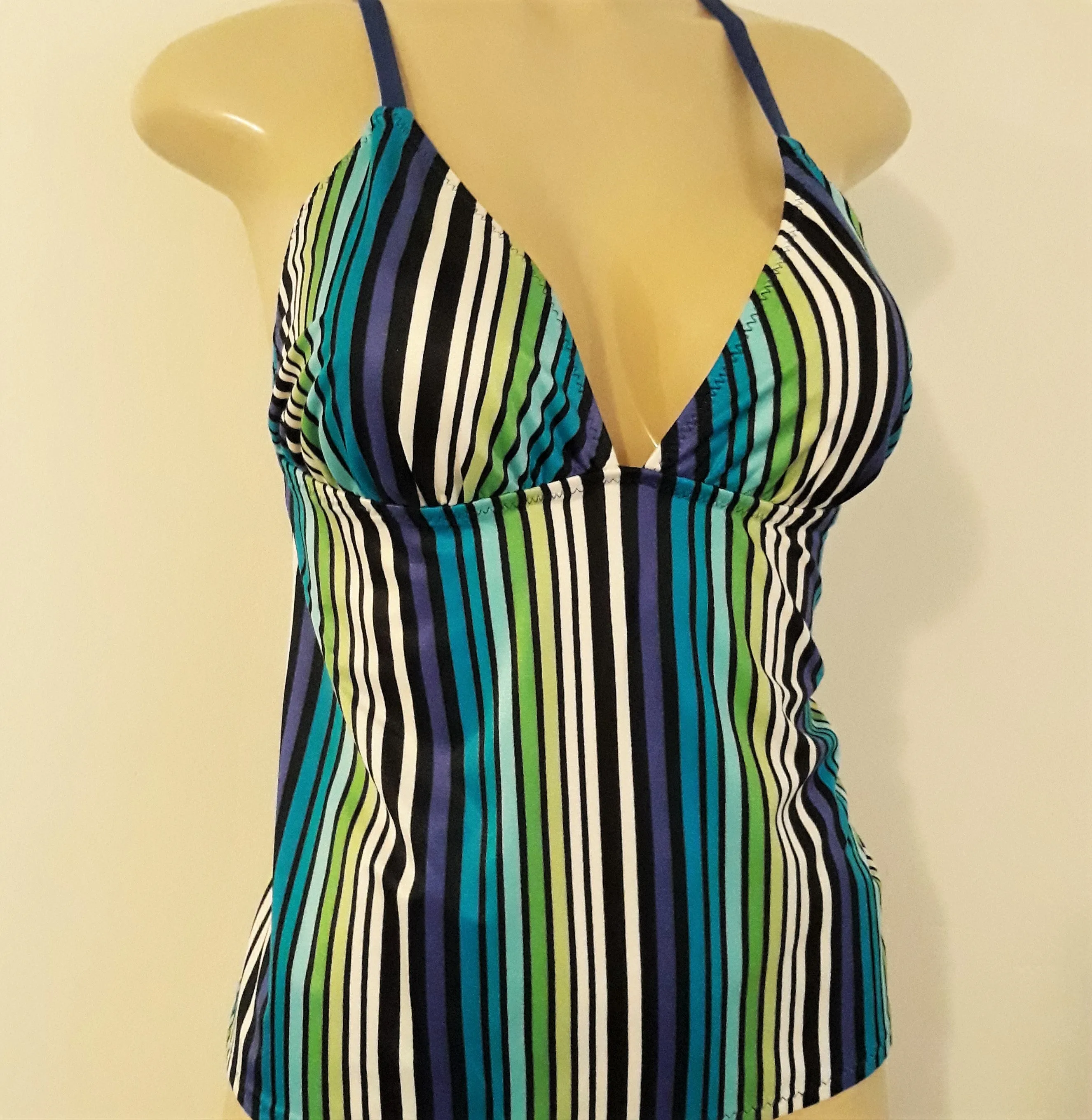 Triangle Tankini Top. Open Back Tankini Swimwear