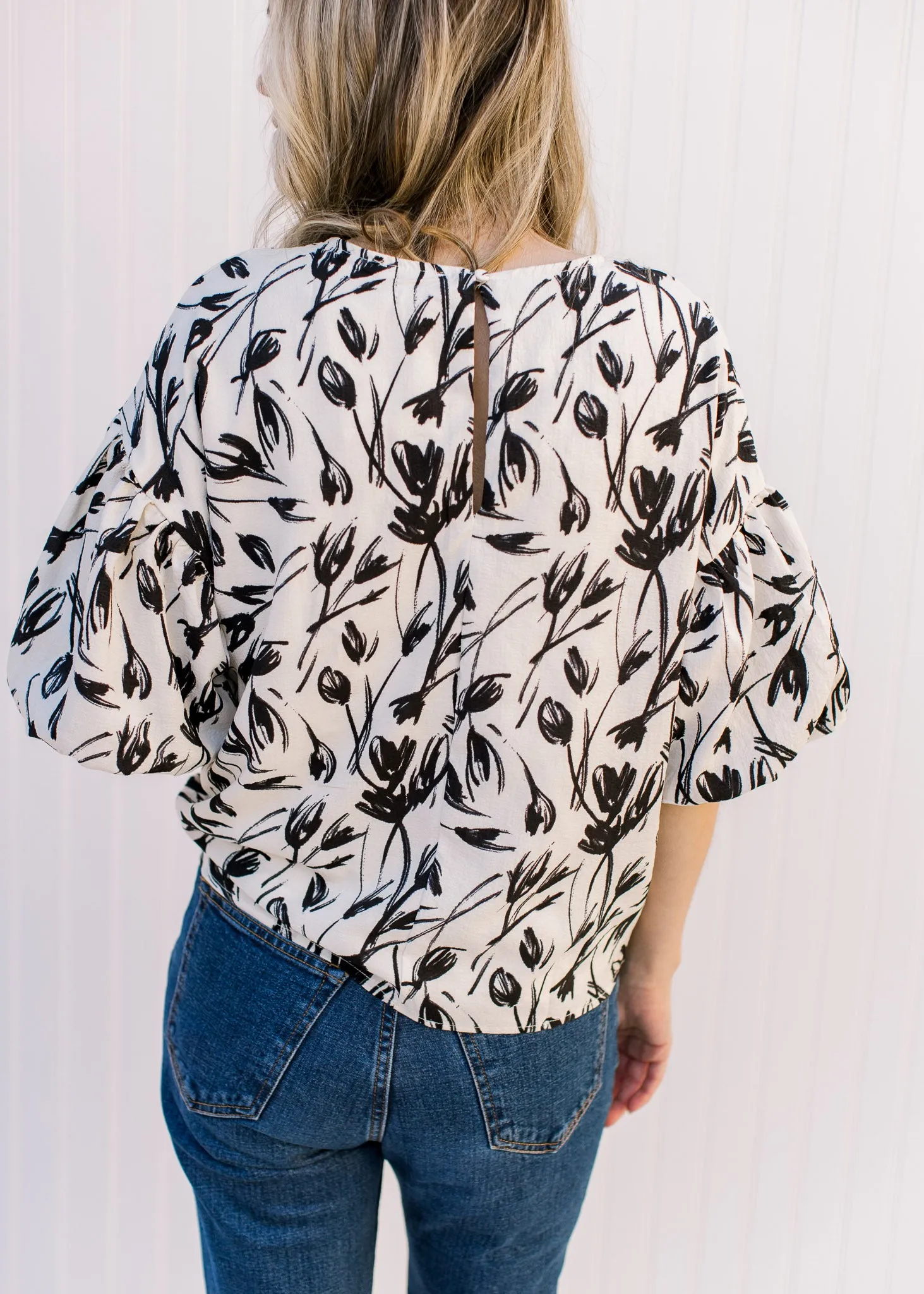 X Creamy Black Floral Top