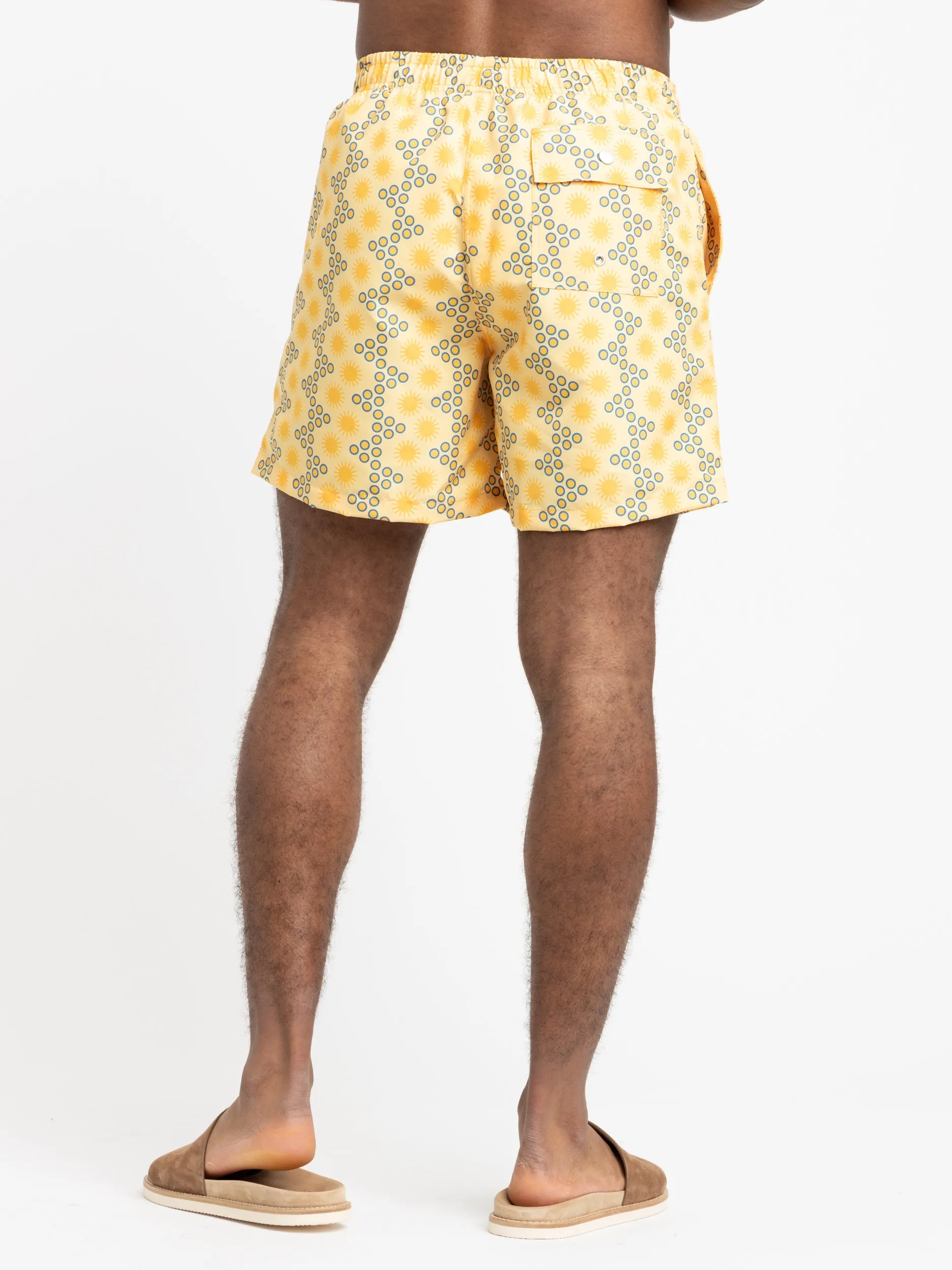 Yellow Disco Sun Honey Swim Trunks